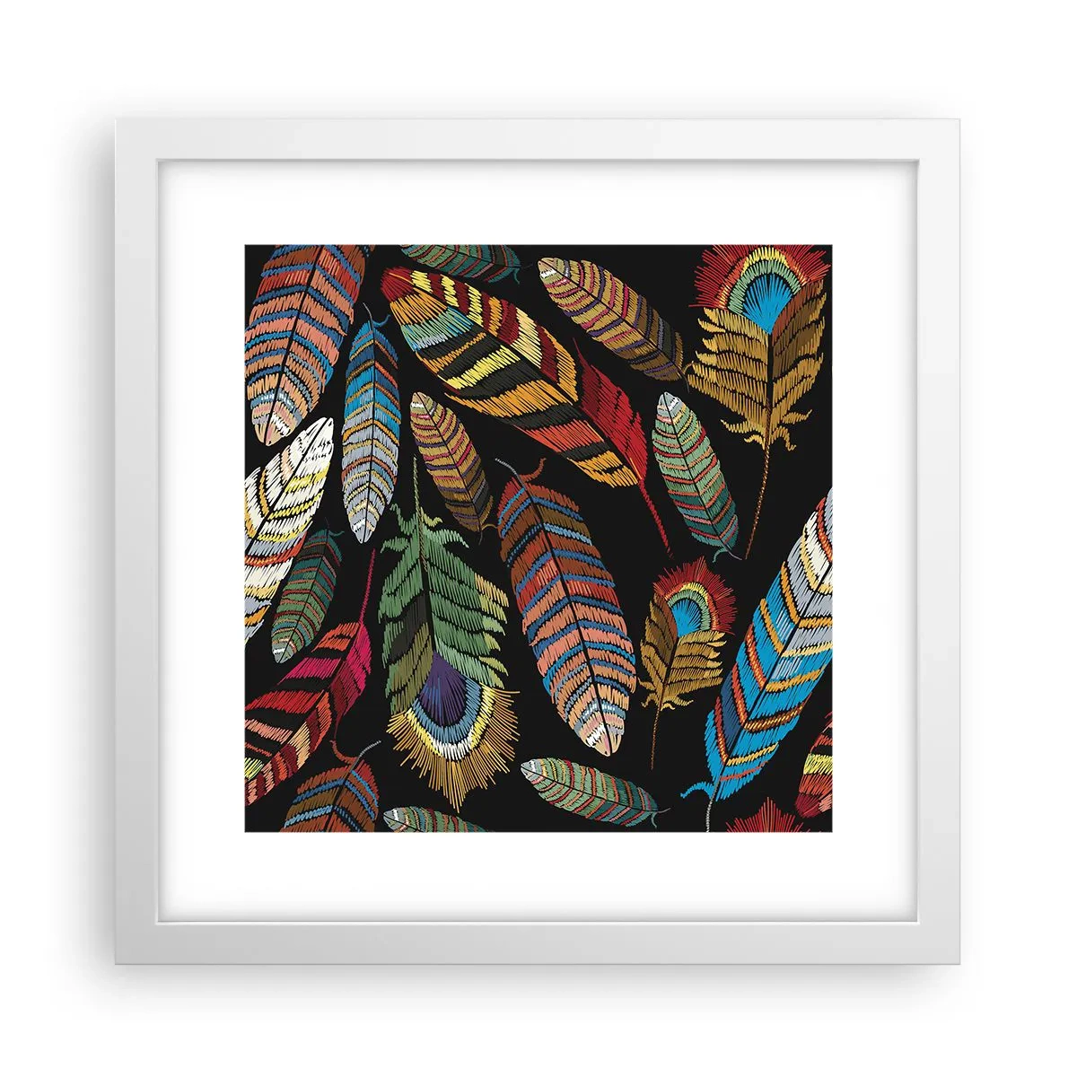 Plakát v bílém rámu - Ptačí karneval - 30x30 cm