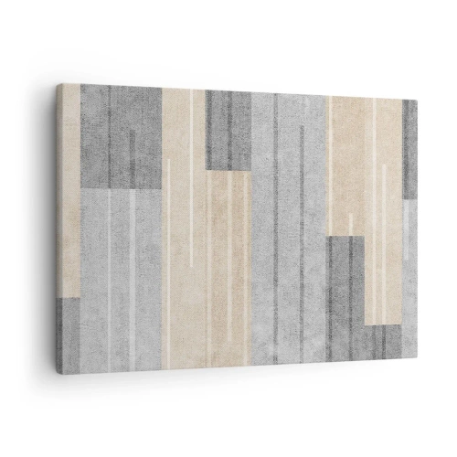 Obraz na plátně - Geometrická kompozice v odstínech šedé a béžové - 70x50cm - Kompozice: drž se - Moderní nástěnná dekorace do obývacího pokoje a ložnice ARTTOR