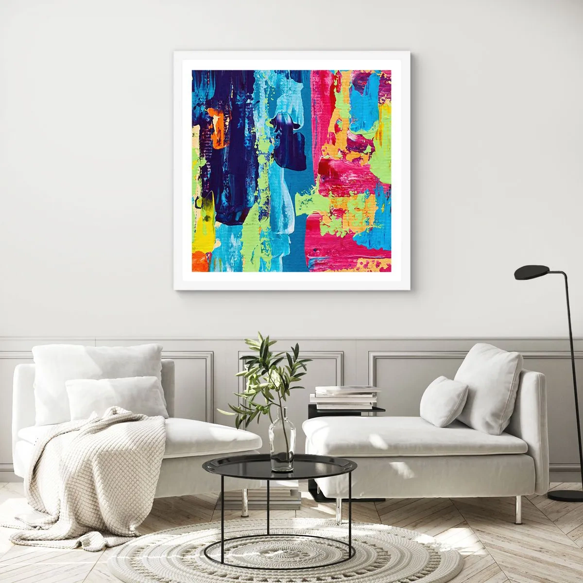 Plakát v bílém rámu - Život je krásný! - 50x50 cm