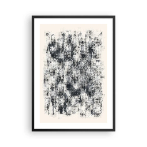 Plakát v černém rámu - Grafický motiv retro lesa - 50x70cm - Mlžná kompozice - Moderní nástěnná dekorace do obývacího pokoje a ložnice ARTTOR