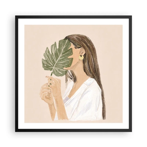 Plakát v černém rámu - Tajemný portrét s vějířem - 60x60 cm