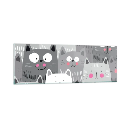 Obraz na skle - Kočičí svět - 90x30 cm