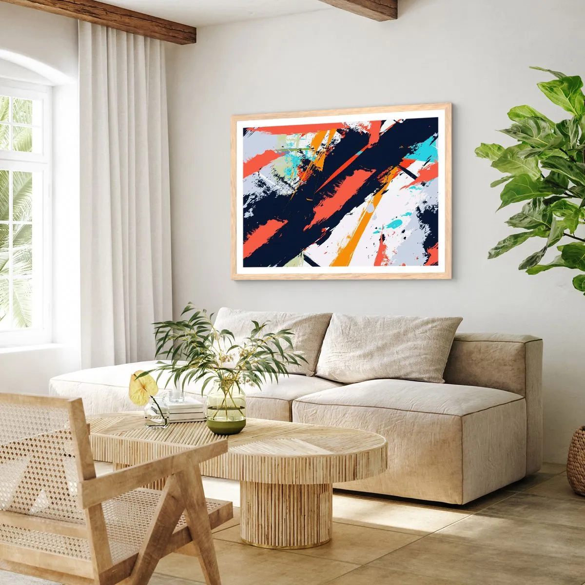 Plakát v rámu světlý dub - Dynamická kompozice - 100x70 cm