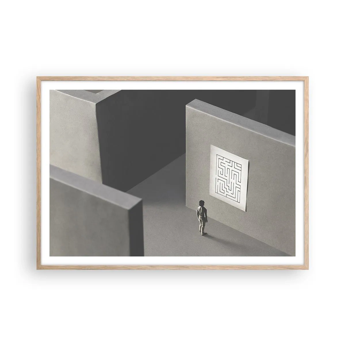 Plakát v rámu světlý dub - Kde to ale jsem? - 100x70 cm