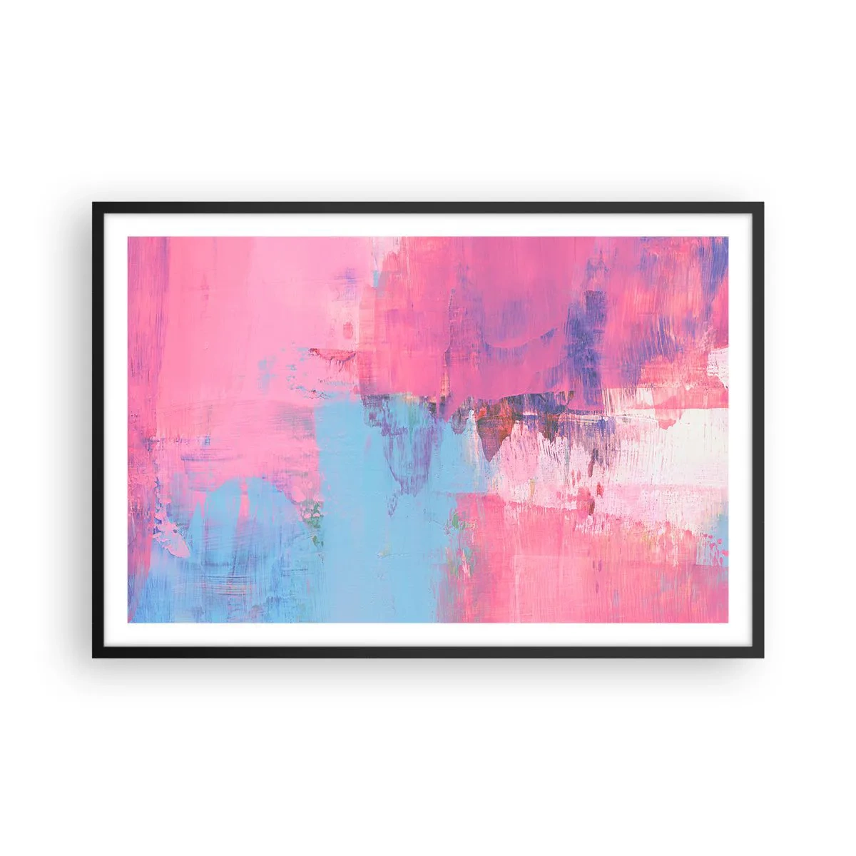 Plakát v černém rámu - Růžová, modrá a špetka světla - 91x61 cm