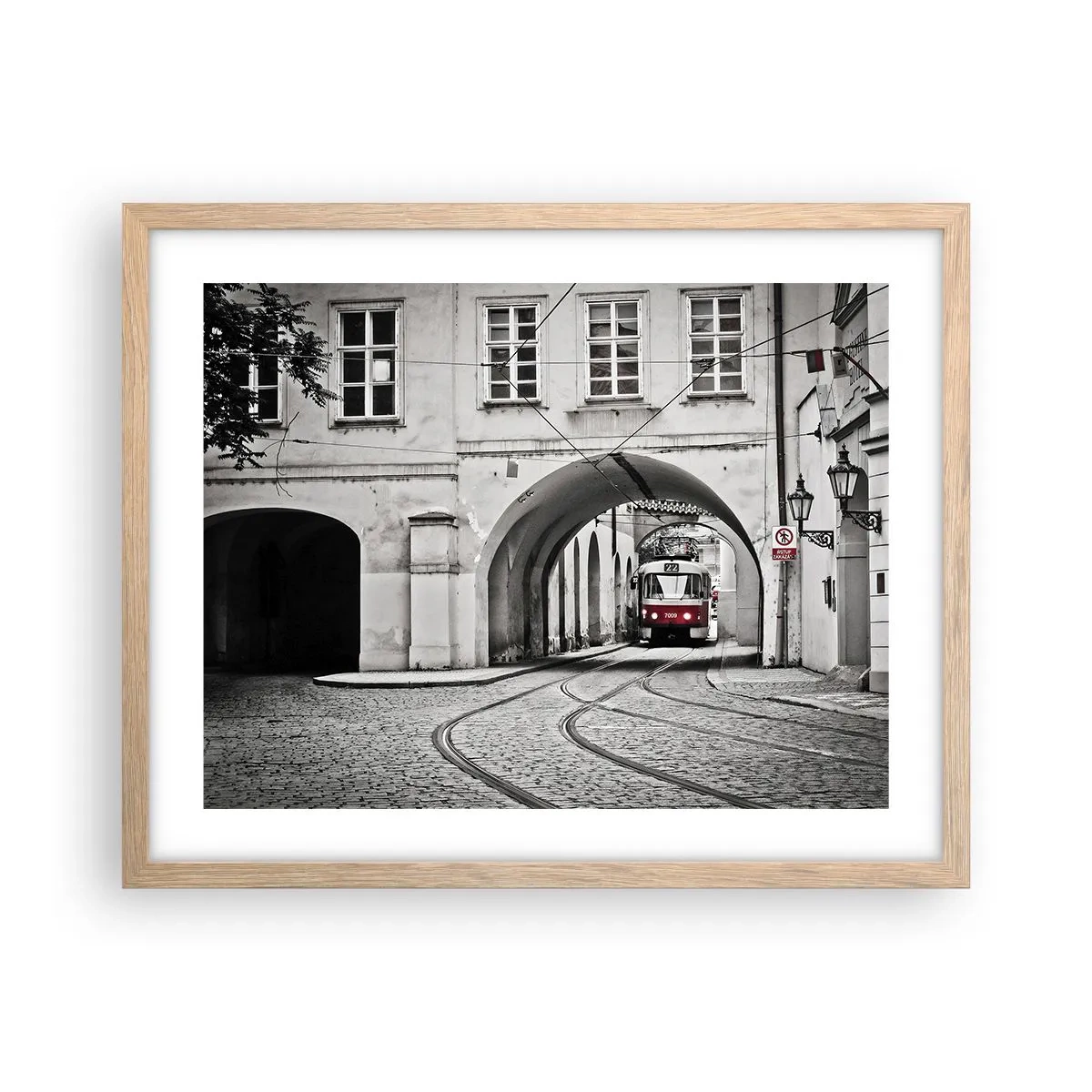 Plakát v rámu světlý dub - Městským labyrintem - 50x40 cm