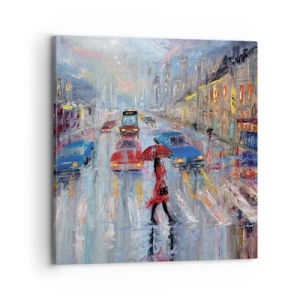 Obraz na plátně - Deštivé odpoledne ve městě - 70x70 cm