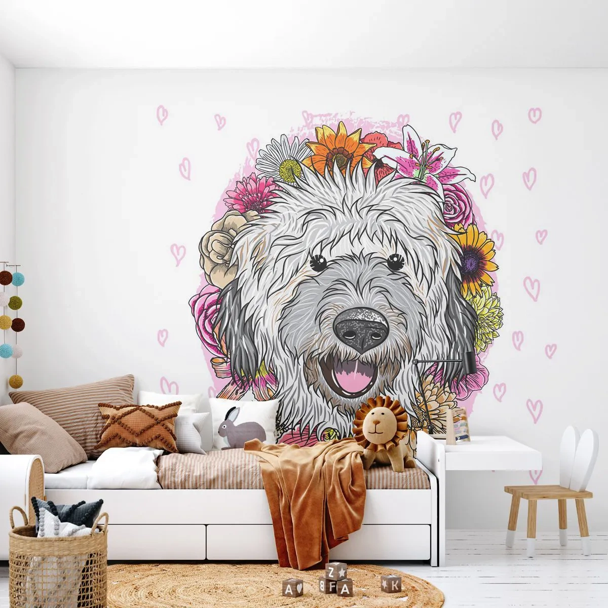 Fototapeta Samolepicí Deluxe Sticker - Štěněcí radost - Abstrakce, Pes, Pro děti - 250x175 cm