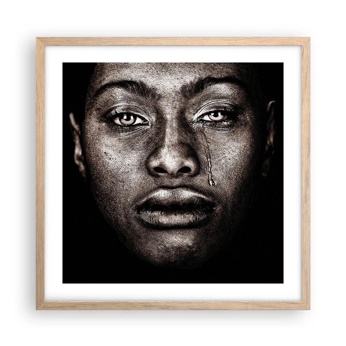 Plakát v rámu světlý dub - Jedna slza - 50x50 cm