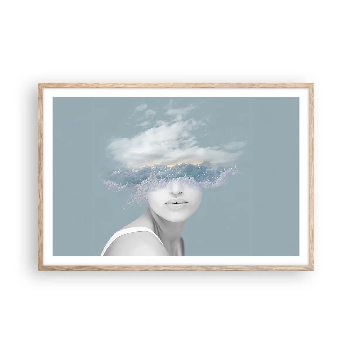 Plakát v rámu světlý dub - S hlavou v oblacích - 91x61 cm