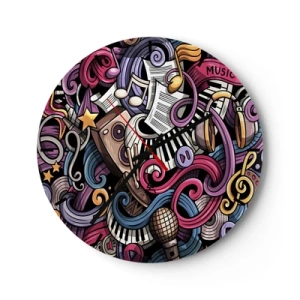 Nástěnné hodiny - Abstraktní kompozice hudebních motivů a nástrojů - 30x30cm - Komplikovaná melodie - Moderní nástěnná dekorace do obývacího pokoje, kuchyně a ložnice ARTTOR