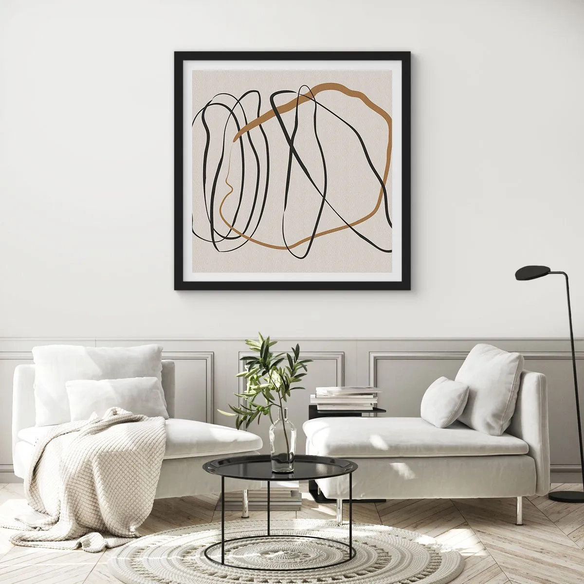 Plakát v černém rámu - Kompozice – tanec ve smyčce - 60x60 cm