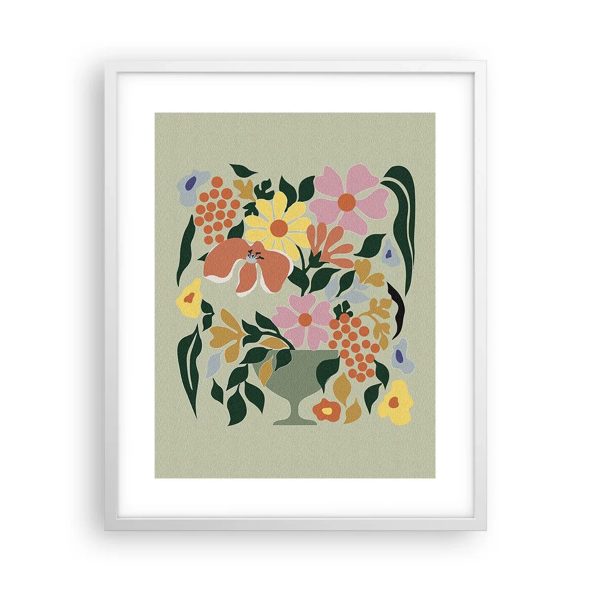 Plakát v bílém rámu - Kytice překypující životem - 40x50 cm