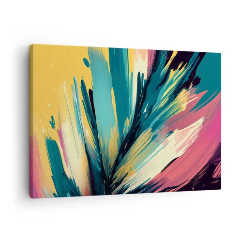 Obraz na plátně - Abstraktní kompozice v intenzivních a kontrastních barvách. - 70x50cm - Kompozice – exploze radosti - Moderní nástěnná dekorace do obývacího pokoje a ložnice ARTTOR