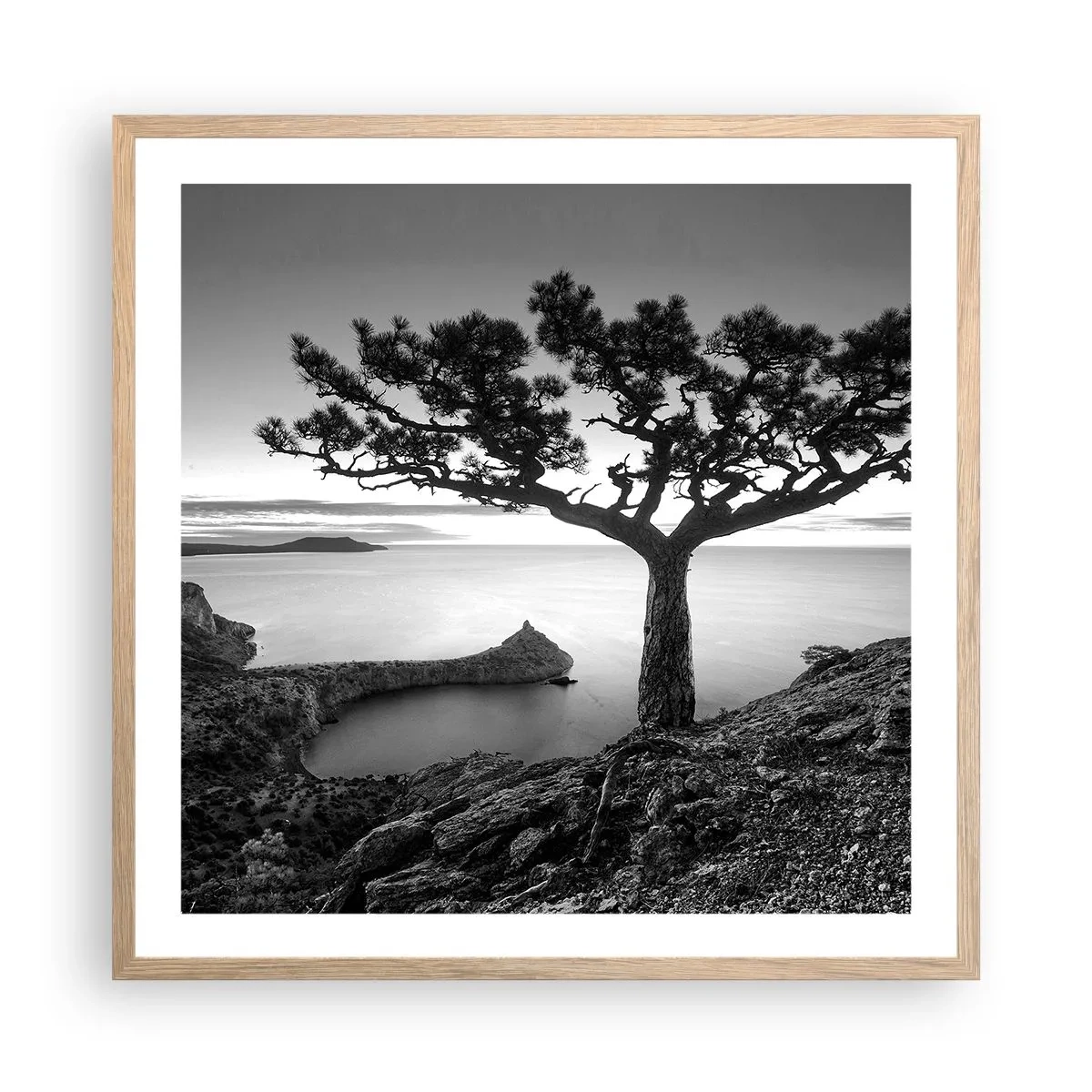 Plakát v rámu světlý dub - Klid až k horizontu - 60x60 cm