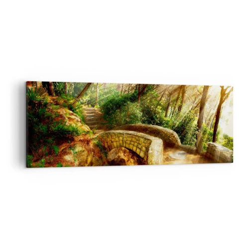 Obraz na plátně - Přímo z můstku v pohádkovém lese - 140x50 cm