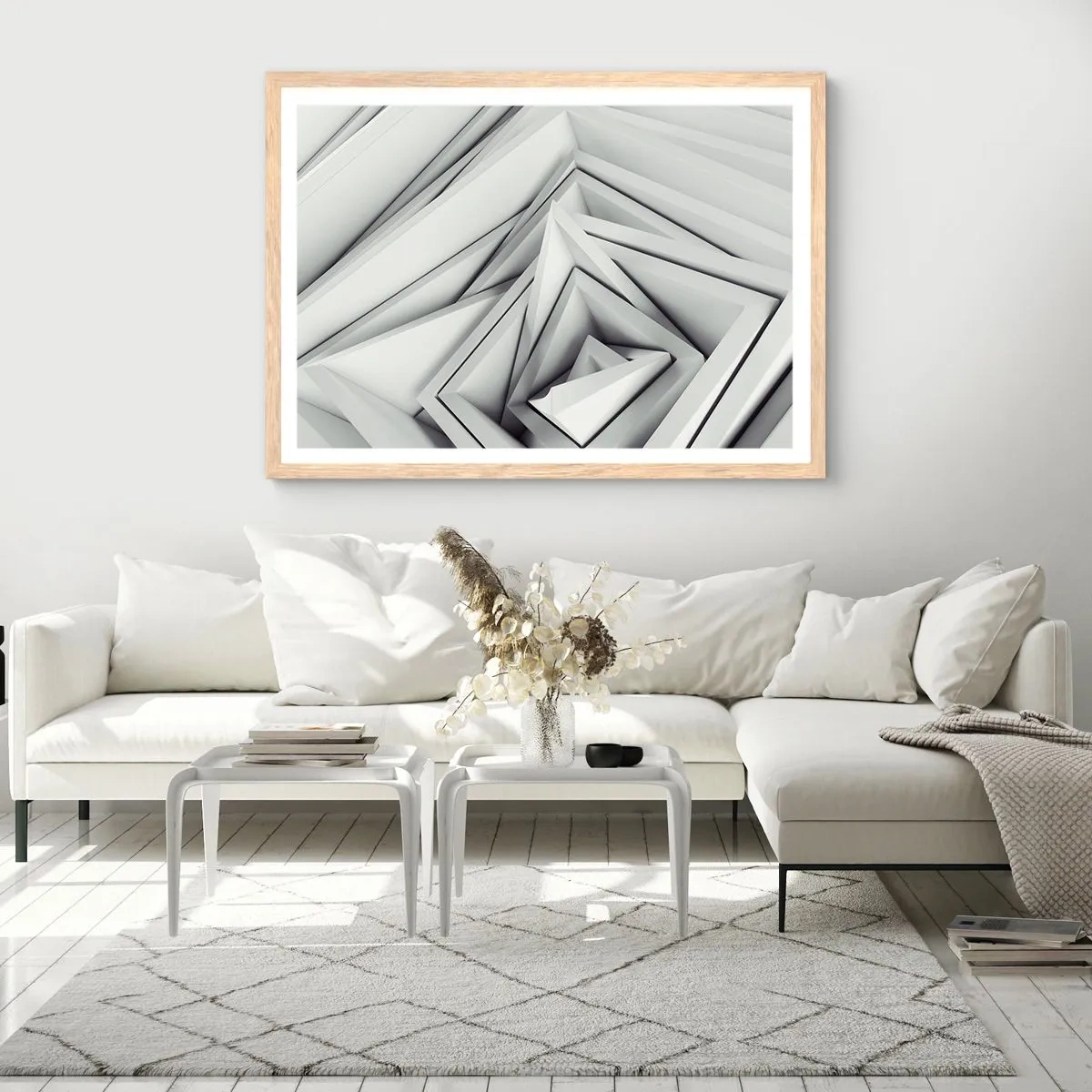 Plakát v rámu světlý dub - Symfonie ostrých úhlů - 50x40 cm