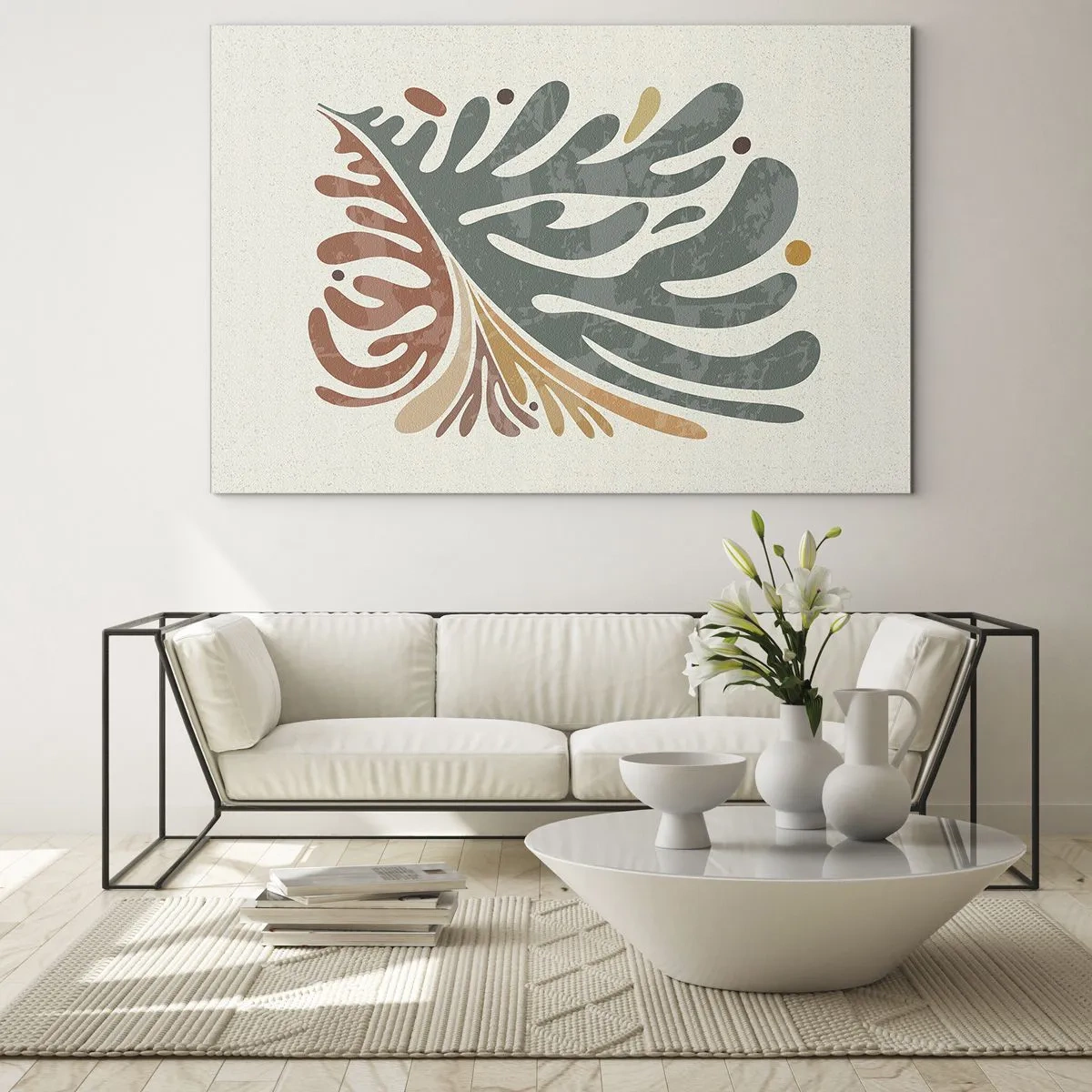 Obraz na skle - Abstraktní list v teplých barvách - 70x50cm - Vícebarevný list - Moderní nástěnná dekorace do obývacího pokoje a ložnice ARTTOR