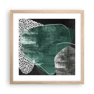 Plakát v rámu světlý dub - Barevná abstrakce se zlatou vločkou - 40x40 cm