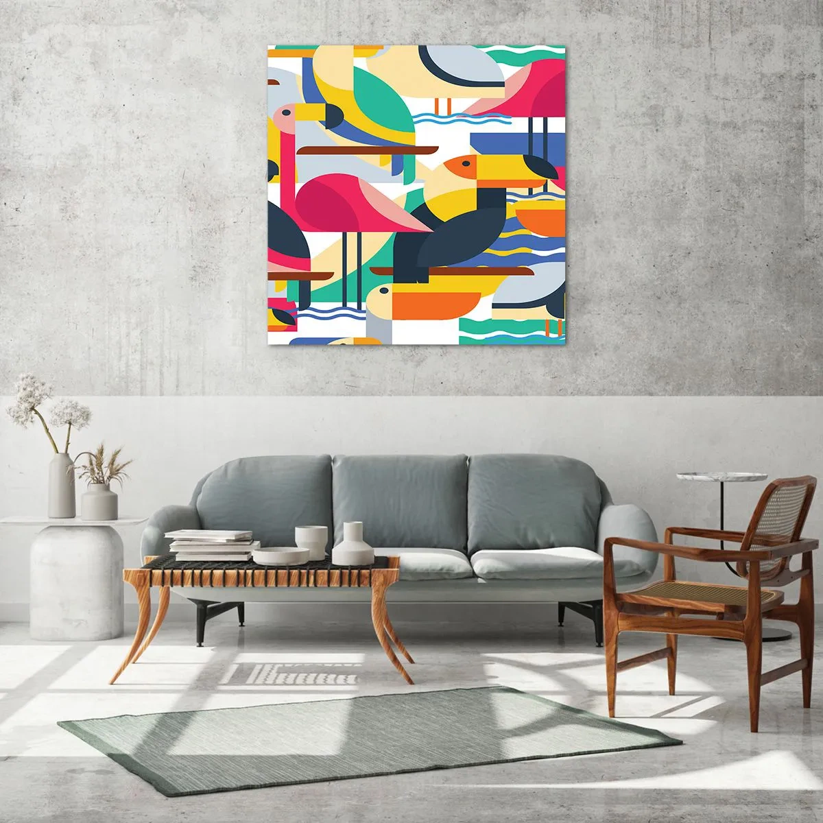 Obraz na skle - Ptačí párty - 70x70 cm