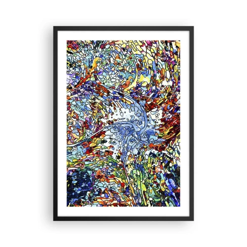 Plakát v černém rámu - Abstraktní tok barev a struktur - 50x70cm - Vitráž s kapkami - Moderní nástěnná dekorace do obývacího pokoje a ložnice ARTTOR