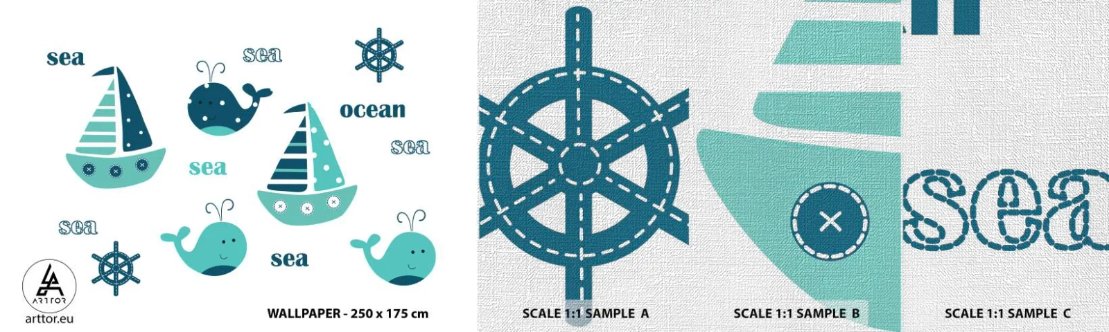 Vzor Fototapety Premium Canvas - Přes moře a oceány - Pro děti, Námořní, Plachetnice - 100x30 cm