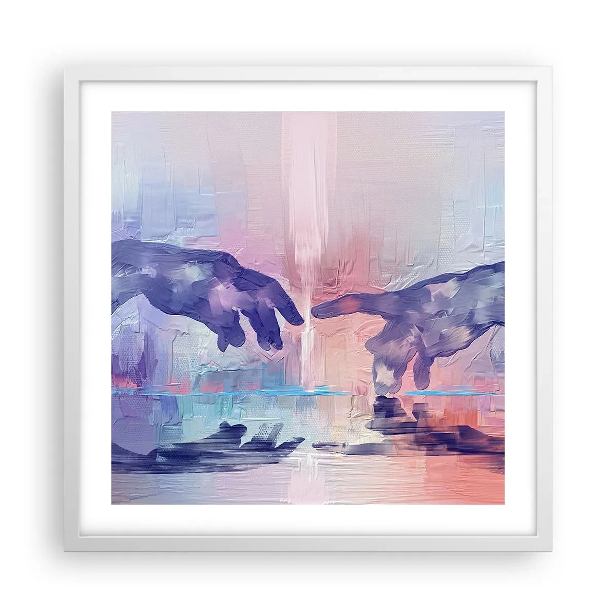 Plakát v bílém rámu - Božská jiskra života - 50x50 cm