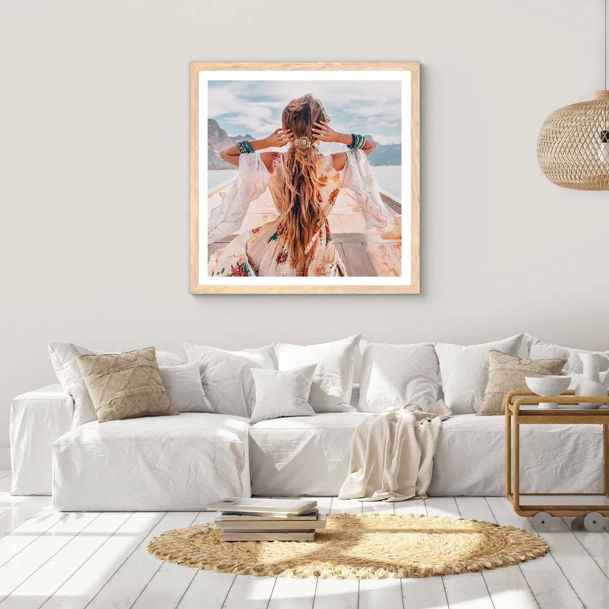 Plakát v rámu světlý dub - Na cestě ke štěstí - 40x40 cm