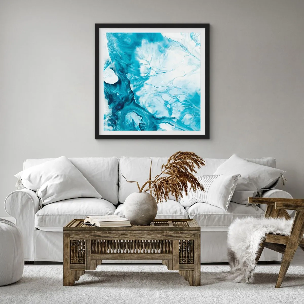 Plakát v černém rámu - Modrý koncert - 40x40 cm