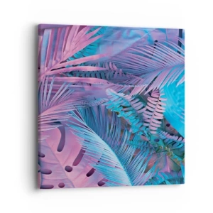 Obraz na plátně - Tropy v růžové a modré - 40x40 cm