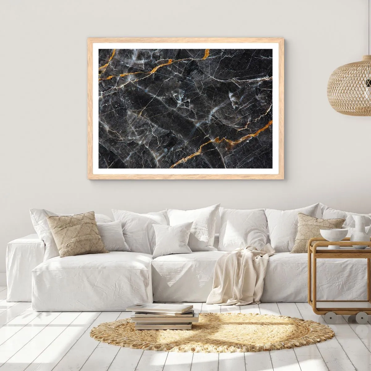 Plakát v rámu světlý dub - Vnitřní život kamene - 100x70 cm