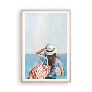 Plakát v rámu světlý dub - Vítej na dovolené - 61x91 cm