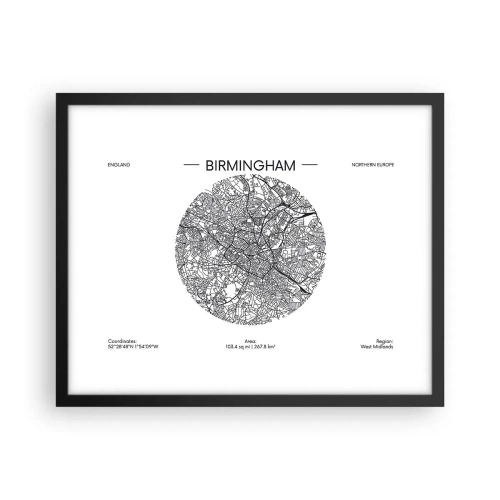 Plakát v černém rámu - Anatomie Birminghamu - 50x40 cm