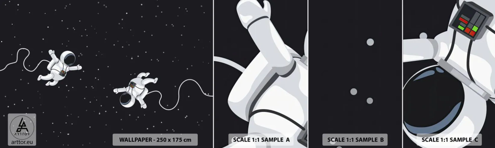 Fototapeta Vzorek Standard Eco - Kosmický tanec - Abstrakce, Astronaut, Kosmos - 100x30 cm