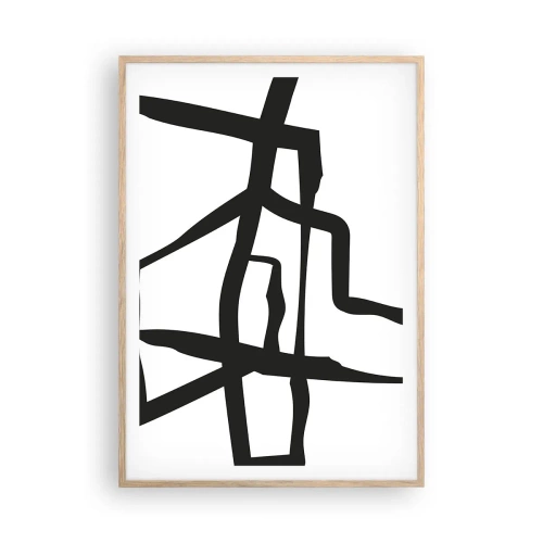 Plakát v rámu světlý dub - Černobílá konstrukce - 70x100 cm