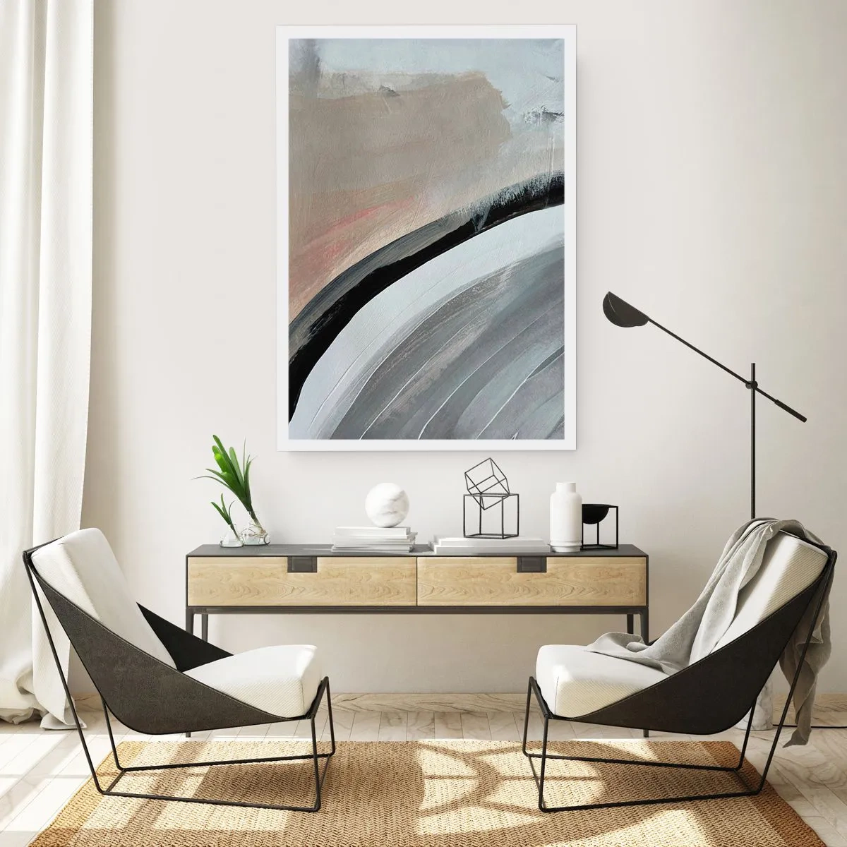 Plakát - Kompozice: černý a šedý oblouk - 50x70 cm