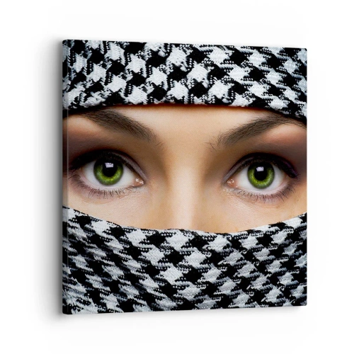 Obraz na plátně - Portrét zahalené zelenooké krásky - 30x30 cm