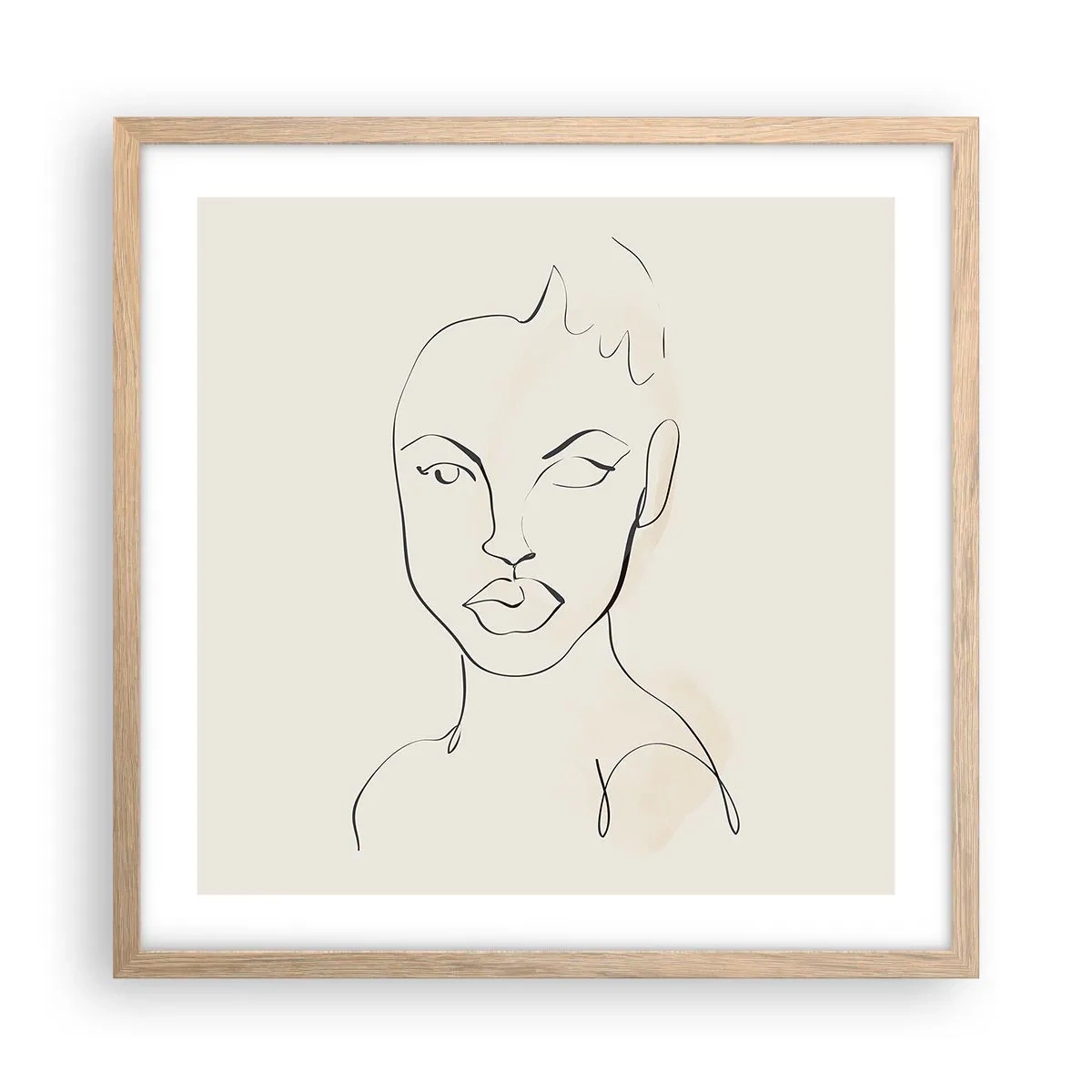 Plakát v rámu světlý dub - Obrys smyslnosti - 50x50 cm