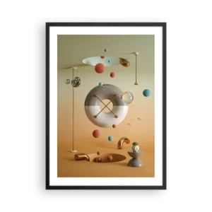 Plakát v černém rámu - Abstraktní kompozice geometrických tvarů v teplých barvách. - 50x70cm - Vše je možné - Moderní nástěnná dekorace do obývacího pokoje a ložnice ARTTOR