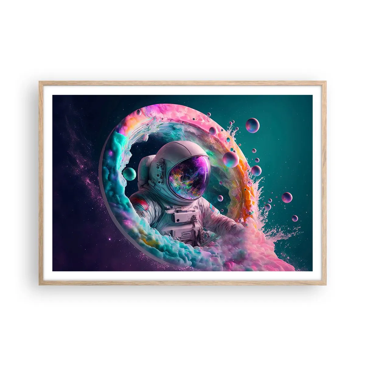 Plakát v rámu světlý dub - Hvězdná brána - 100x70 cm