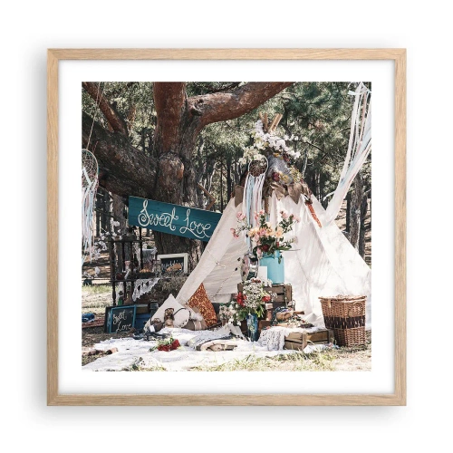 Plakát v rámu světlý dub - Make love… - 50x50 cm