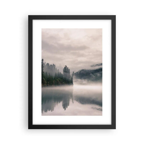 Plakát v černém rámu - V zamyšlení, v mlze - 30x40 cm