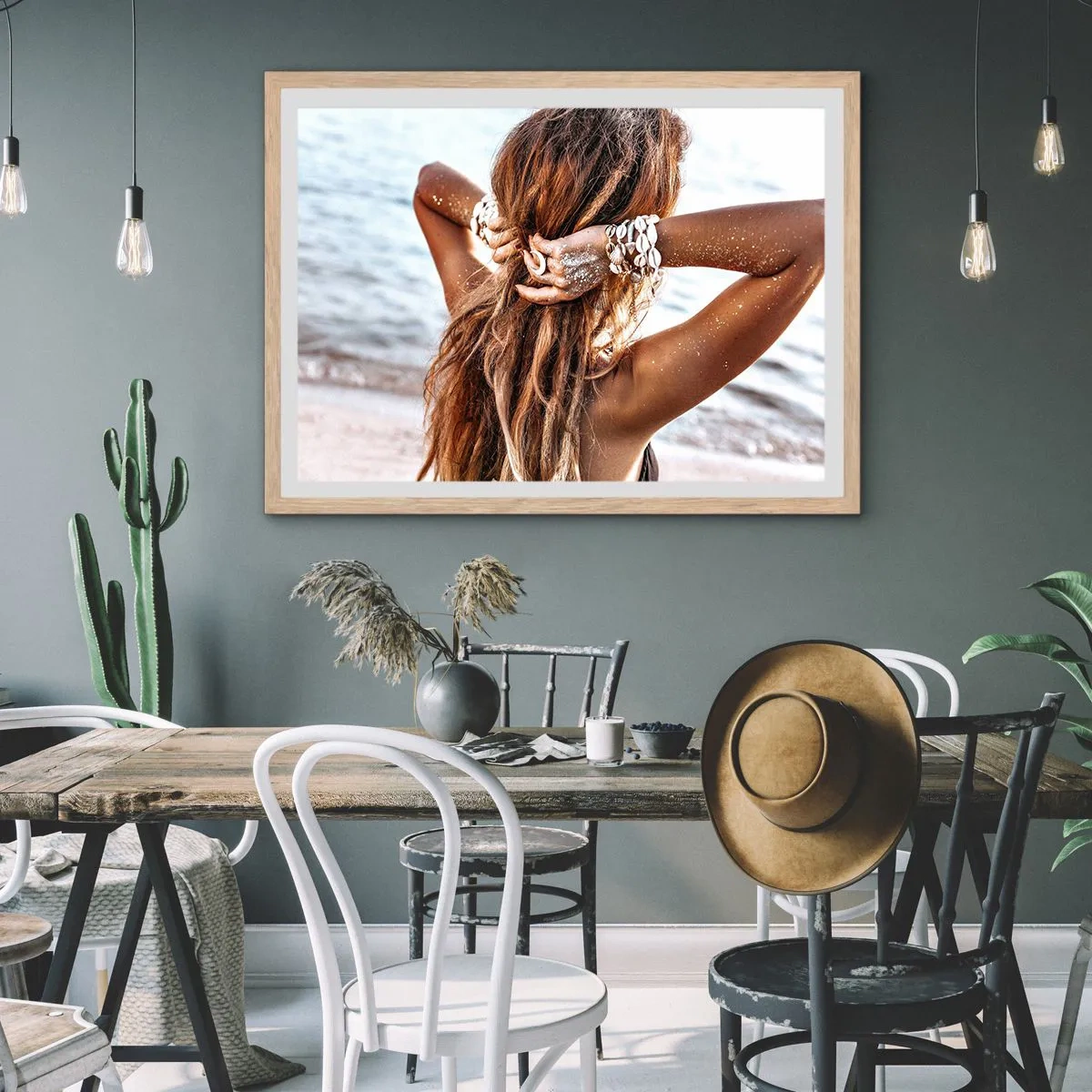 Plakát v rámu světlý dub - Sestra vody a slunce - 70x50 cm