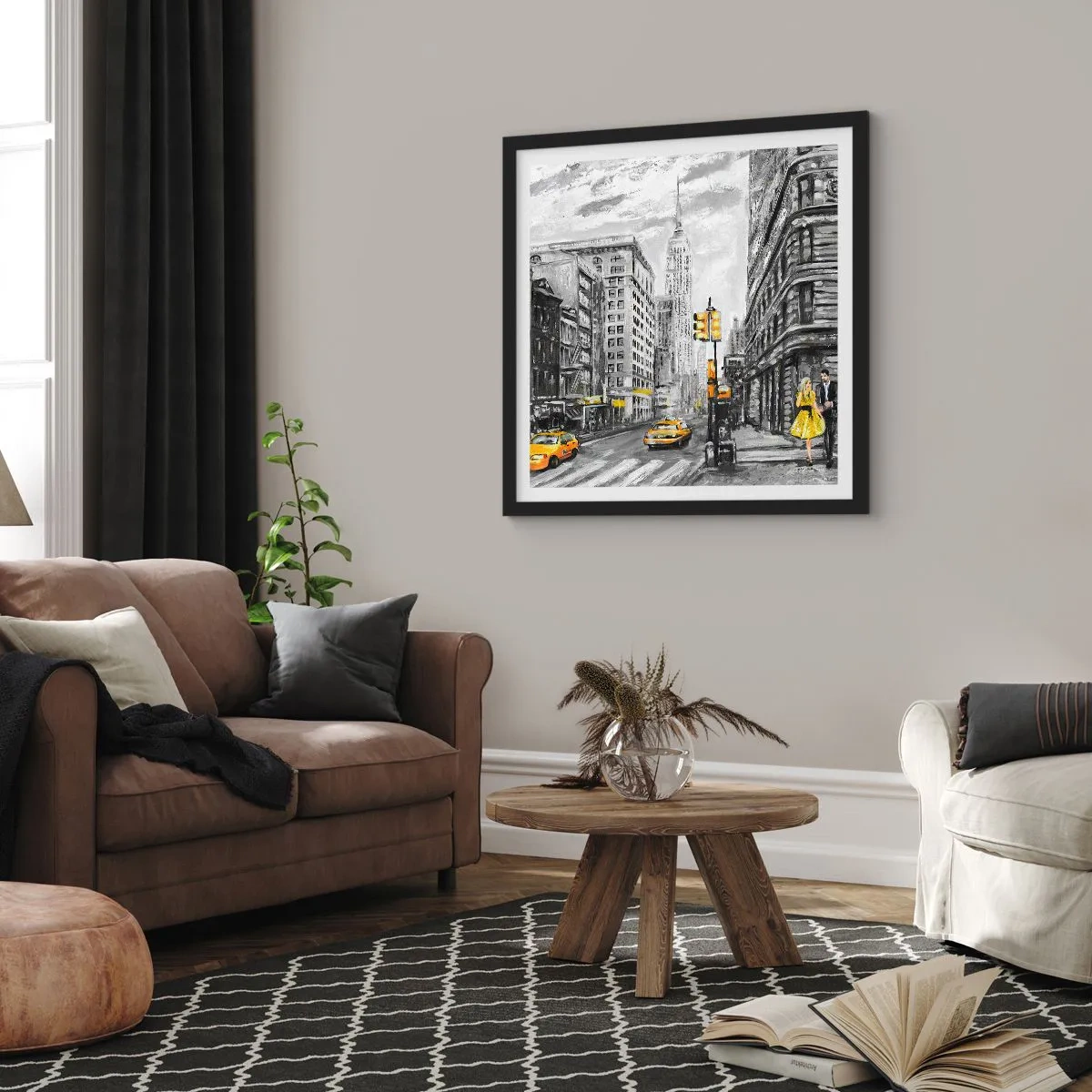 Plakát v černém rámu - Newyorský příběh - 30x30 cm