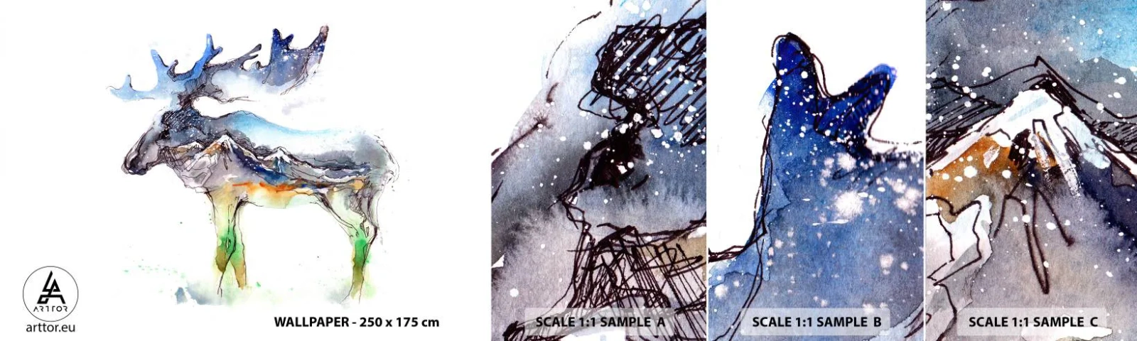 Fototapeta Vzorek Standard Eco - Hrdina zimního příběhu - Abstrakce, Los, hory - 100x30 cm