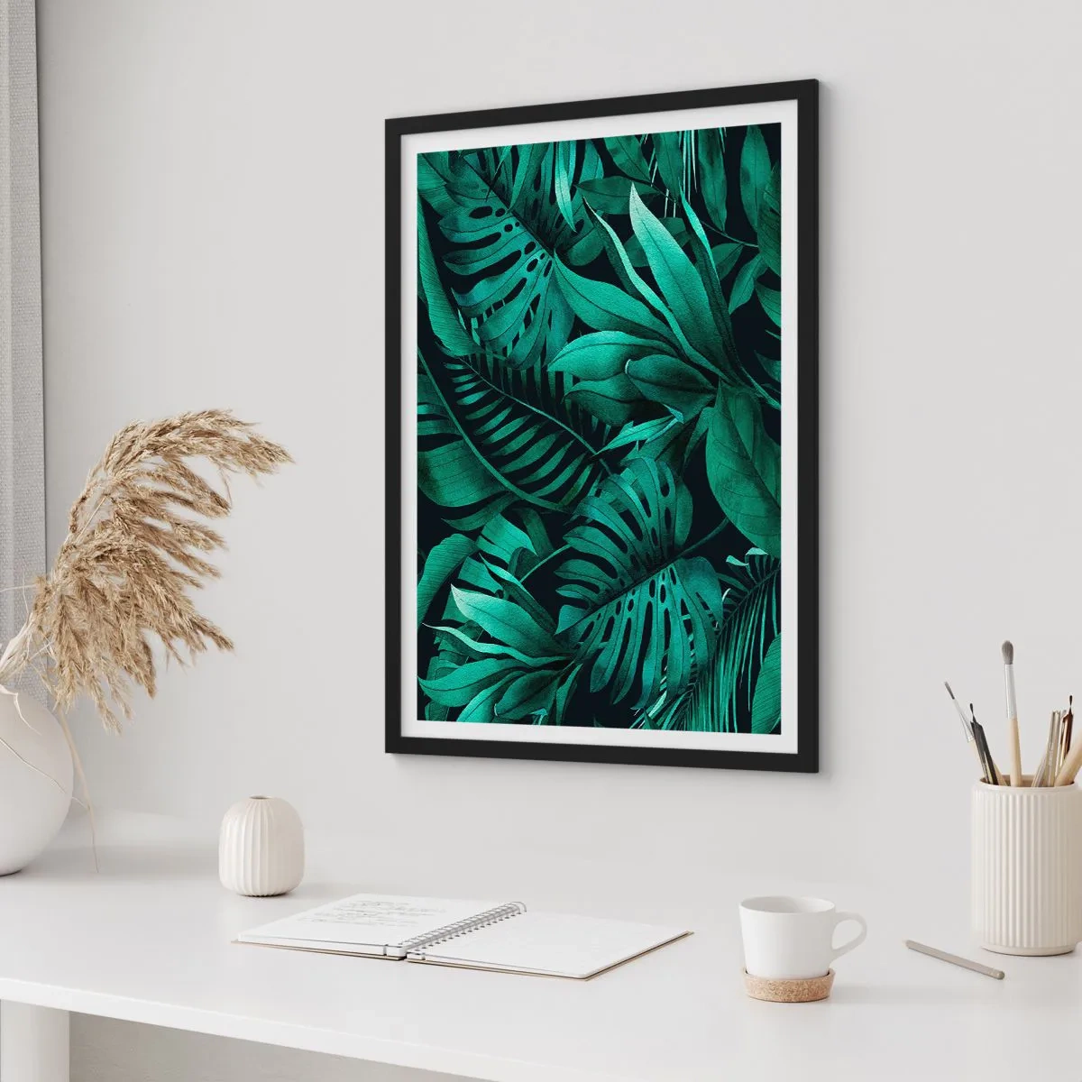 Plakát v černém rámu - Hloubka tropické zeleně - 40x50 cm