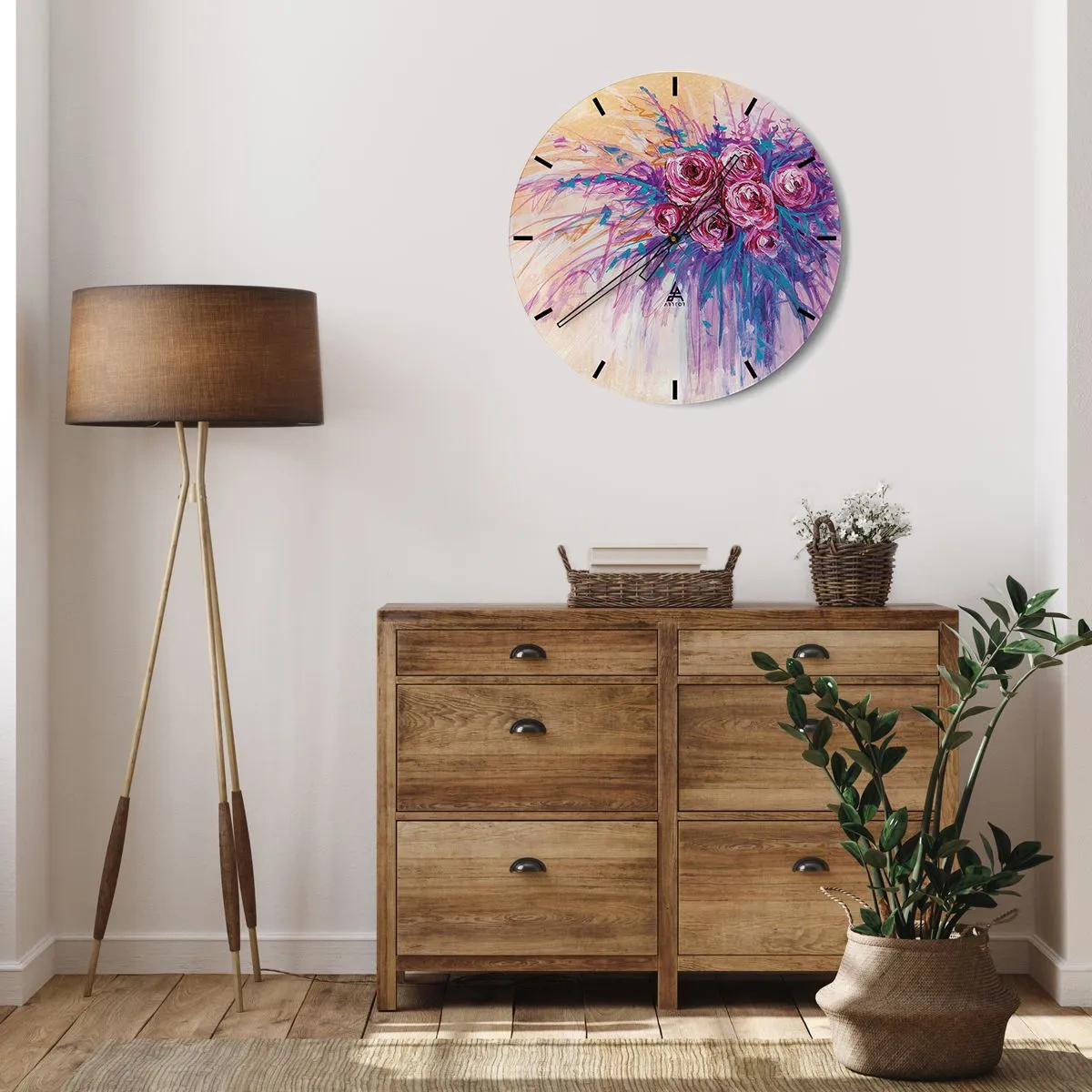 Nástěnné hodiny - Růžová fontána - 30x30 cm