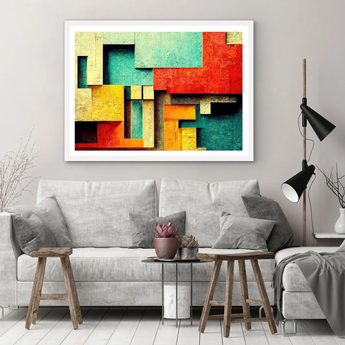 Plakát v bílém rámu - Festival pravých úhlů - 70x50 cm