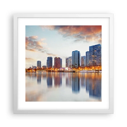 Plakát v bílém rámu - Monumentální klid Paříže - 40x40 cm