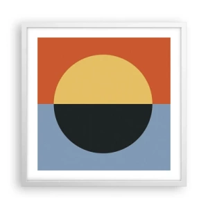 Plakát v bílém rámu - Kompozice tepla a chladu - 50x50 cm